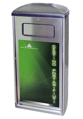 Rozsdamentes acélból készült szemetes 480x380x1005